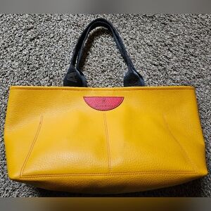 Vibrant Yellow Leather Tote Bag